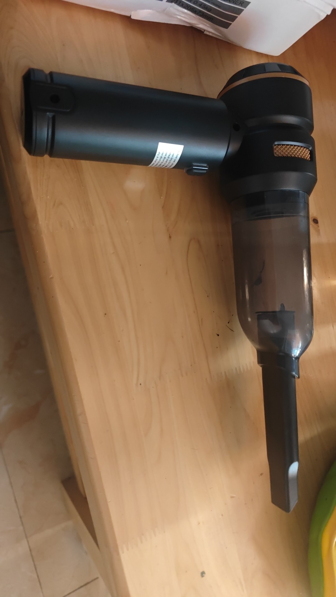 Buyer unboxing — tire inflator with custom packaging