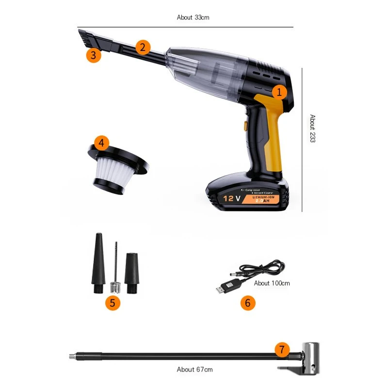 CV-007 Cordless Car Vacuum — High-Performance (OEM Support) 5