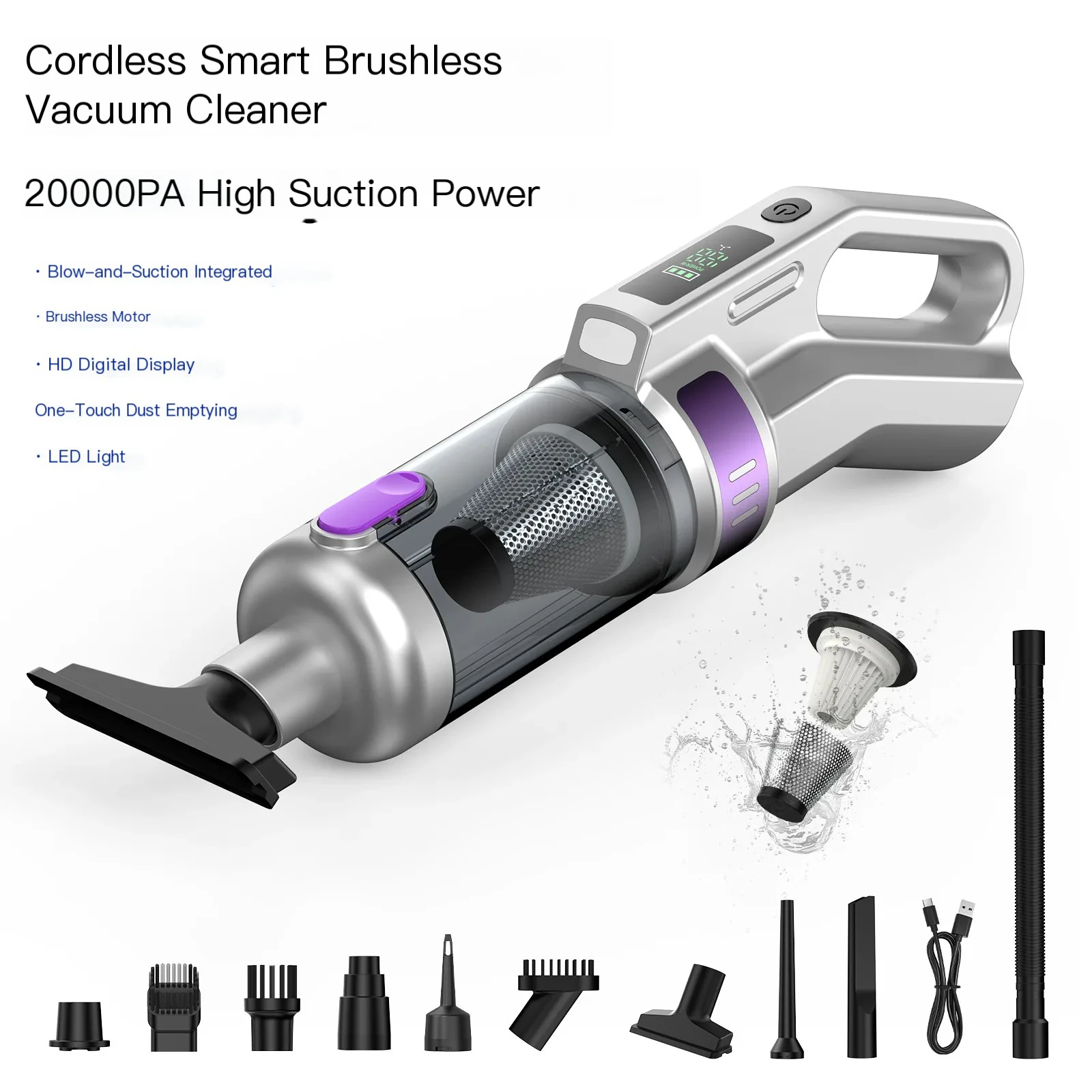 CV-009 Smart Brushless Car Vacuum — 20000PA 4-in-1 Cordless (Hot Model) 2