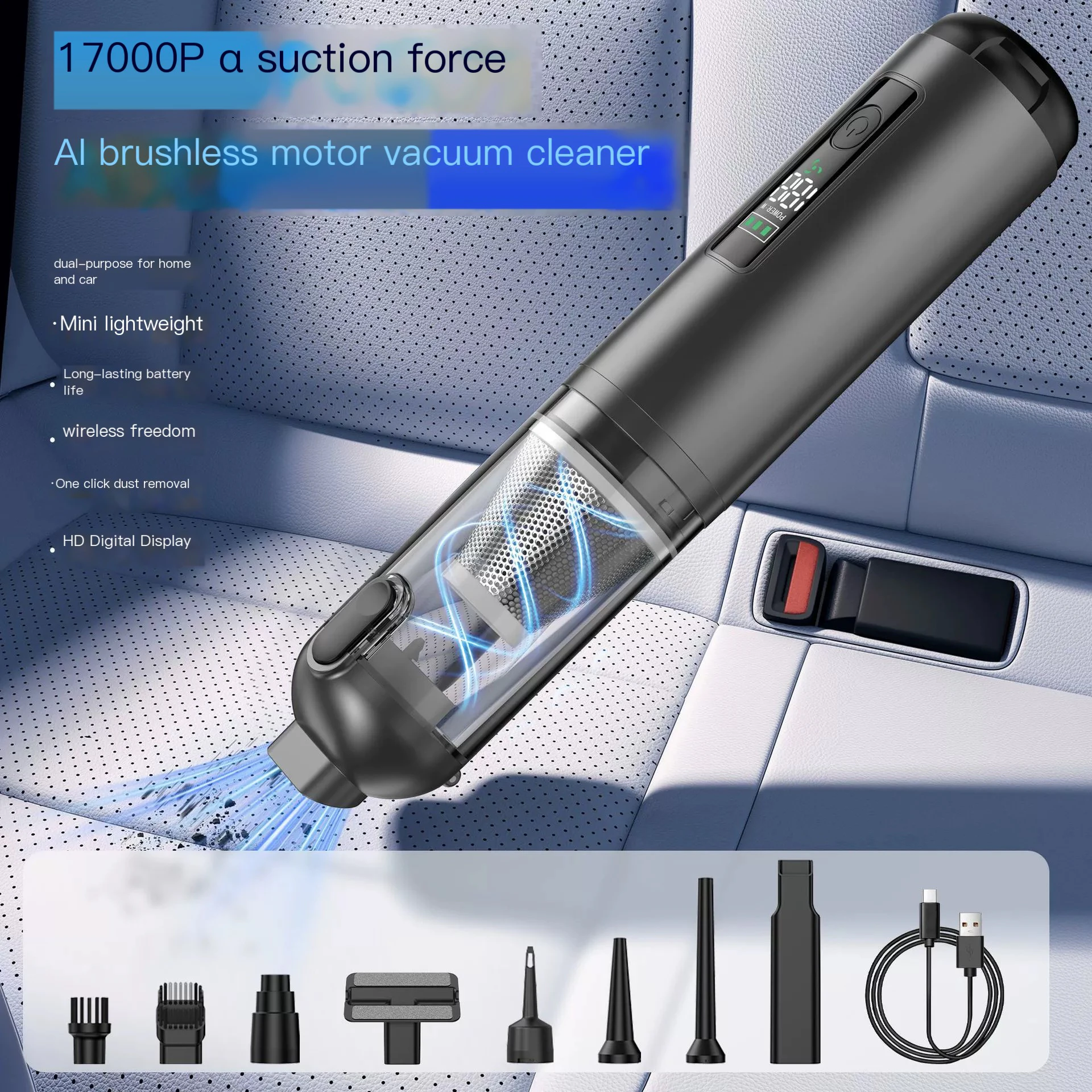 Brushless High-Power Wireless Car Vacuum Cleaner 2
