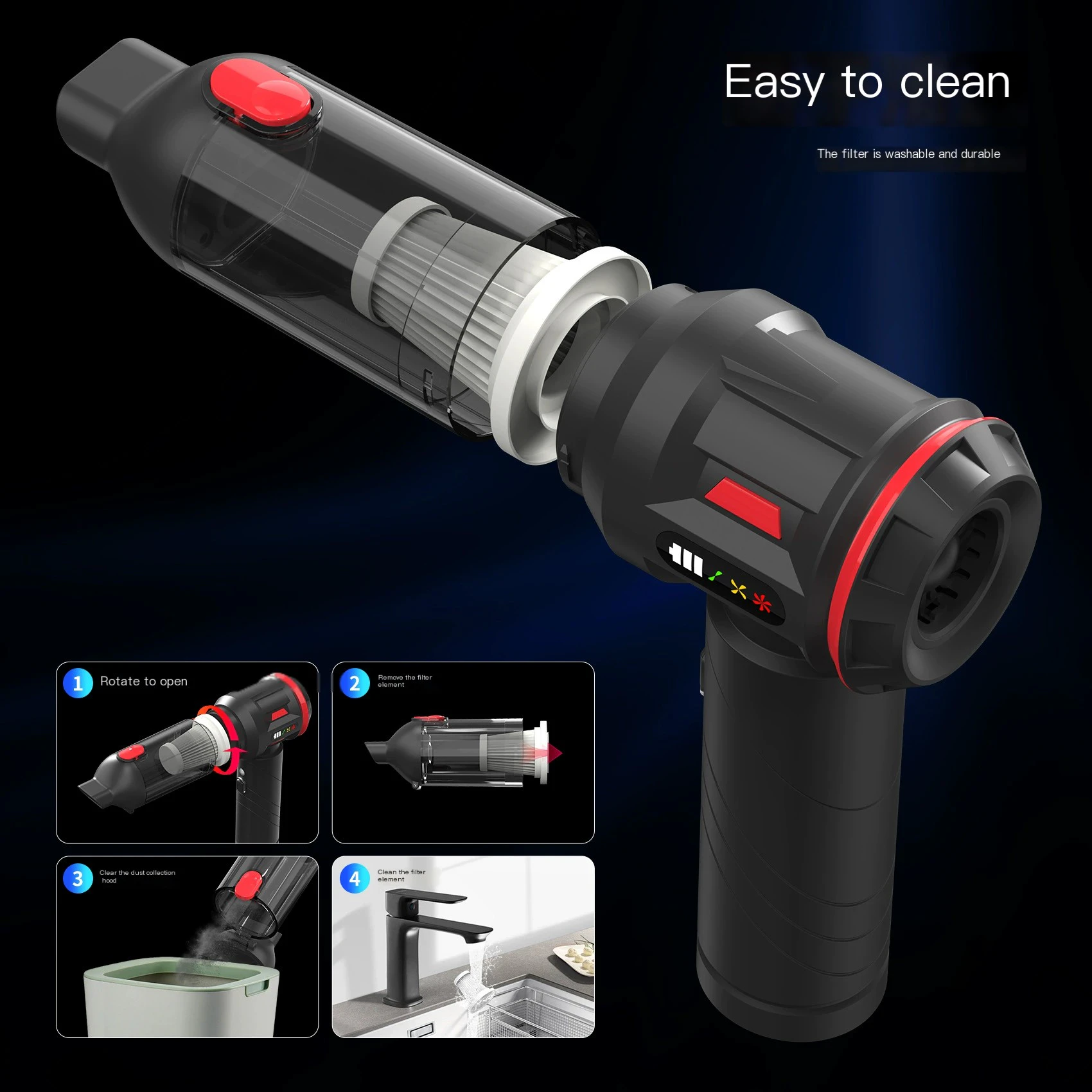 High-Power High-Suction Handheld Car Vacuum Cleaner 4