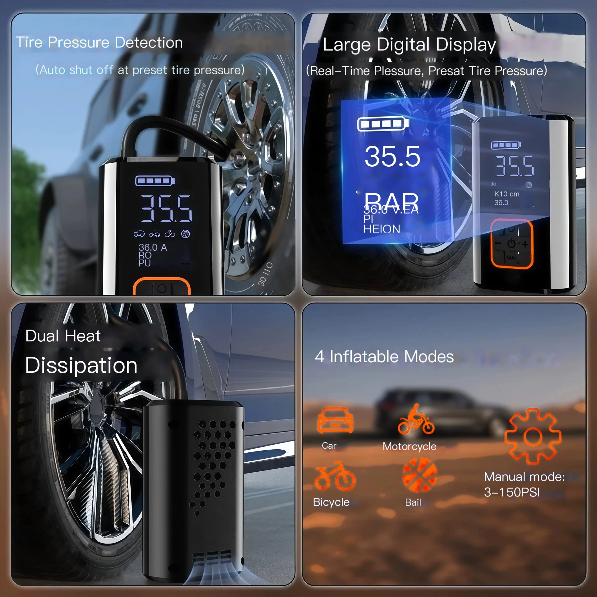 12V Digital Display Smart Tire Inflator 4